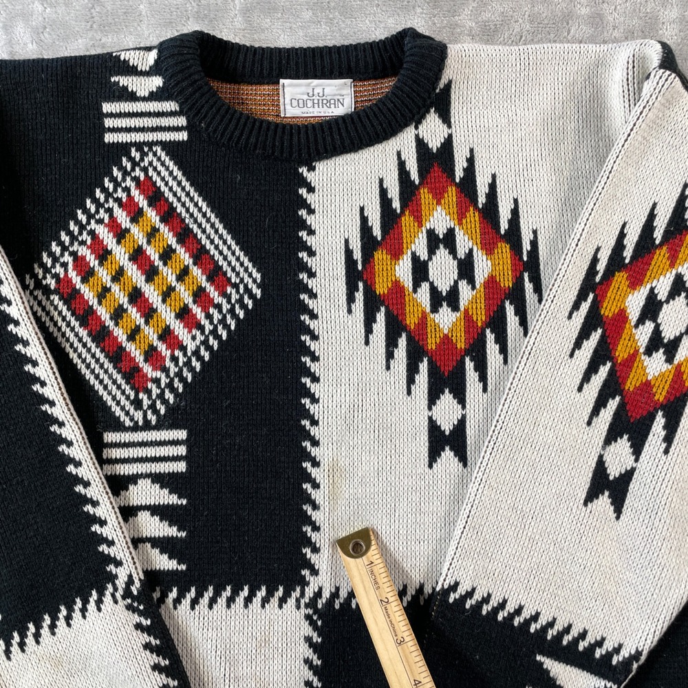 Vintage JJ Cochran Sweater Mens Large Aztec Southwestern Geometric Knit - Picture 7 of 9